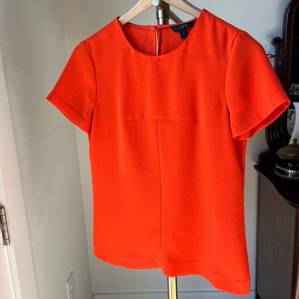 j. crew short sleeve crepe blouse tee - red - size 0